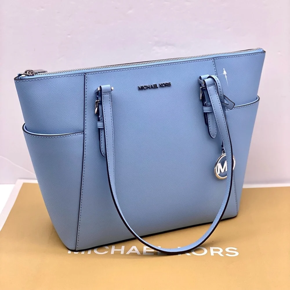 Michael Kors Charlotte Tote Shoulder Bag Light Sky - Picture 6 of 14